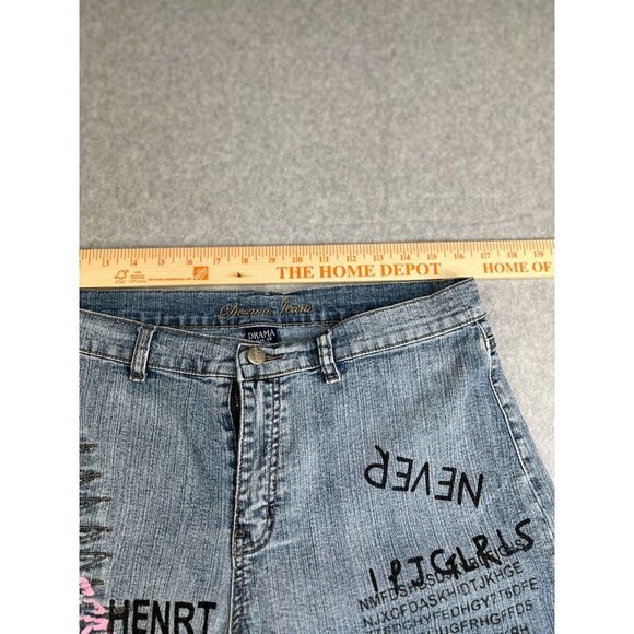 Drama Jeans Graffiti Crop Jeans Size 13 Distressed Juniors - Picture 9 of 13